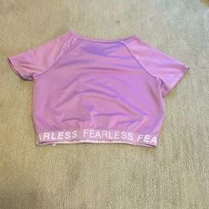 Purple, fearless, silky, cropped shirt
